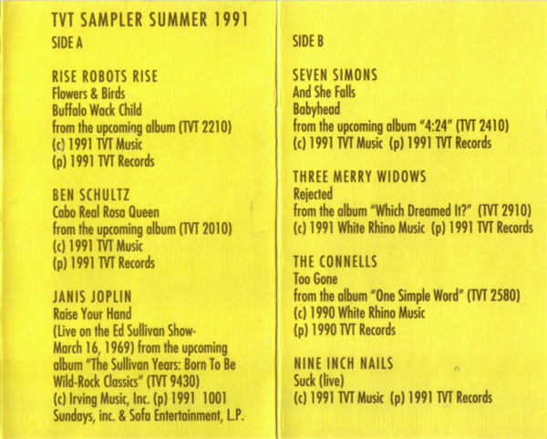 TVT Records Summer 1991 Sampler jacket